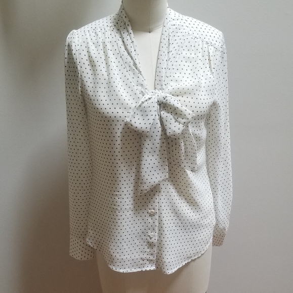 Jacob Brand White Button Down Polka Dot Blouse - Picture 1 of 11